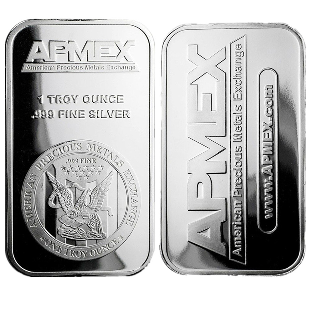1オンス APMEX シルバーバー アメリカ シルバーメッキ シルバーブロック クリエイティブギフト 非磁性アクリル透明パッケージ