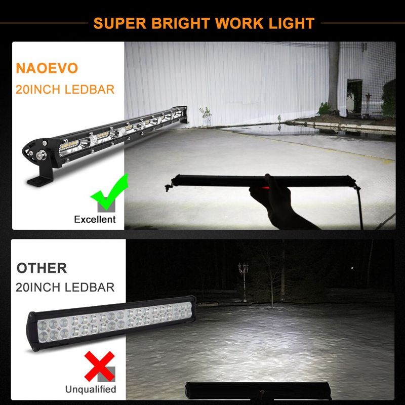7 インチ 14 インチ 20 インチ LED ワークライト超薄型単列 LED ライトバーオフロード 4X4 Je-ep ラングラー Jk ワークライトに適しています