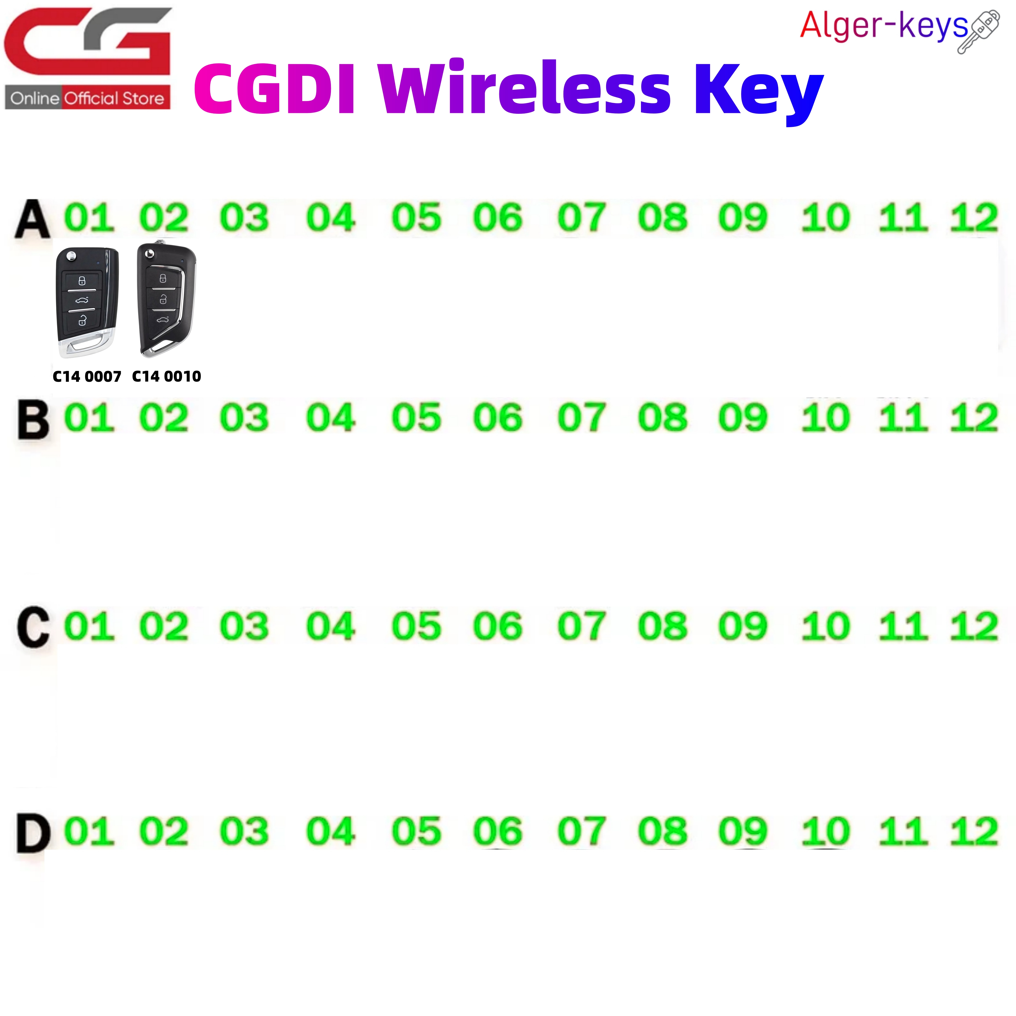 アルジャーキー CGDI CG ワイヤレスリモートキー CG-C14 シリーズ CGDl K2/A2 キープログラマー 2026 で使用新しいスタイル NXP ロック解除とコピー用
