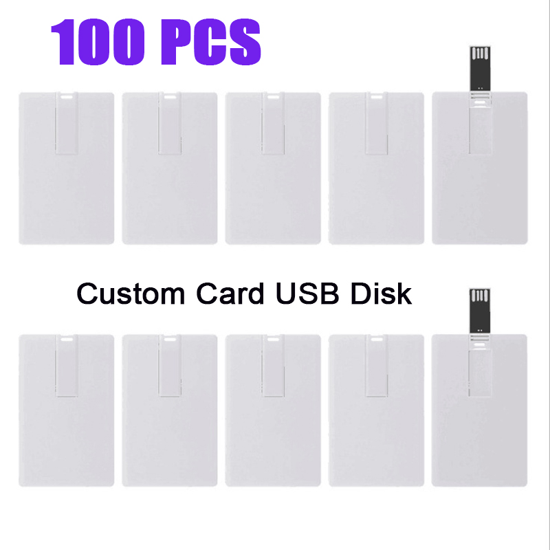 100 個クレジットカード USB フラッシュドライブ 1 ギガバイト 2 ギガバイトメモリストレージ 4 ギガバイト 8 ギガバイト 16 ギガバイト 32 ギガバイト 64 ギガバイト USB 2.0 ペンドライブカスタムギフト用 USB ディスク