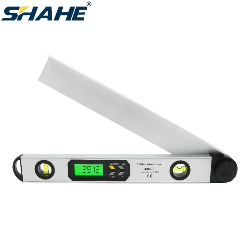 SHAHE デジタル角度ファインダー 0-225 ° デジタル分度器測定定規水平および垂直バブルレベルツール