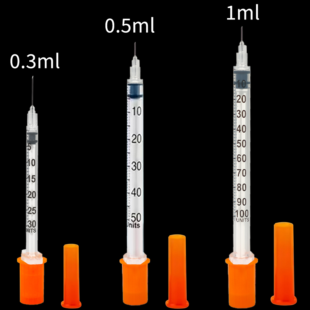 サンプルパック 0.3 ミリリットル 0.5 ミリリットル 1 ミリリットル U-100 インスリン注射器滅菌針付きペット犬研究室用、個別包装