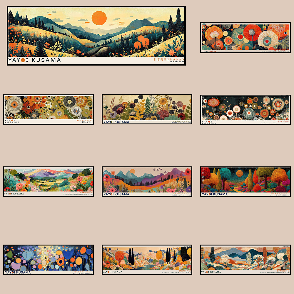 草間彌生花キャンバス絵画日本の有名な風景キャンバスアートプリント草間彌生壁アートポスター装飾アート画像