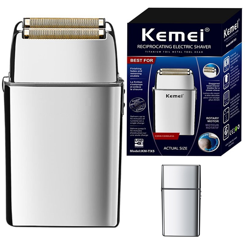 Kemei Tx5 プロ金属ハウジング理髪店髪電気シェーバー男性ひげハゲ頭シェービングマシン充電式電気かみそり
