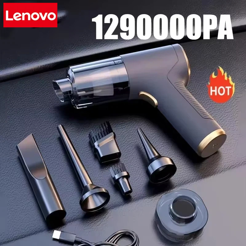 Lenovo 1290000Pa Car Vacuum Cleaner 2 -in-1 Portable Wireless Car Vacuum Cleaner Handheld Home Car Dual Use Vacuum Cleaners