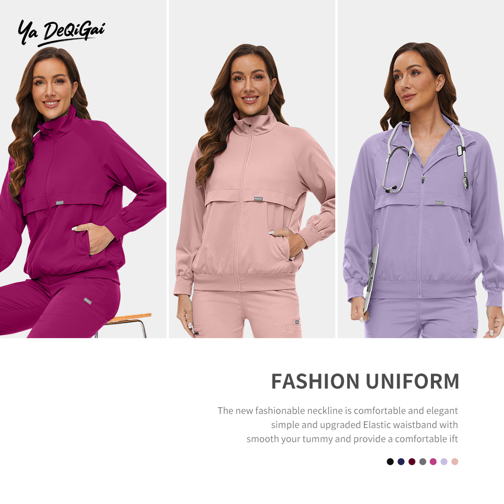 医療病院スクラブ制服医療スクラブトップスジッパー看護スクラブジャケット女性用高品質暖かい上着作業服