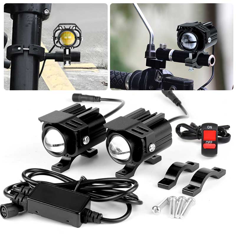 10 V-60 V デュアルカラー LED オートバイ補助ヘッドライトフォグライト点滅スポットライト ATV UTV オフロードトラック自転車スクーター