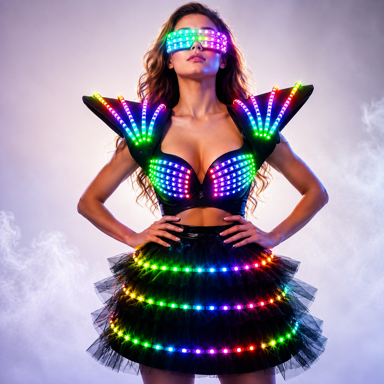 LED 衣装コスプレ未来的なライトアップ服女性発光ショーパーティーダンス絶賛衣装ロボットゴーゴーダンサーファンシーウェア