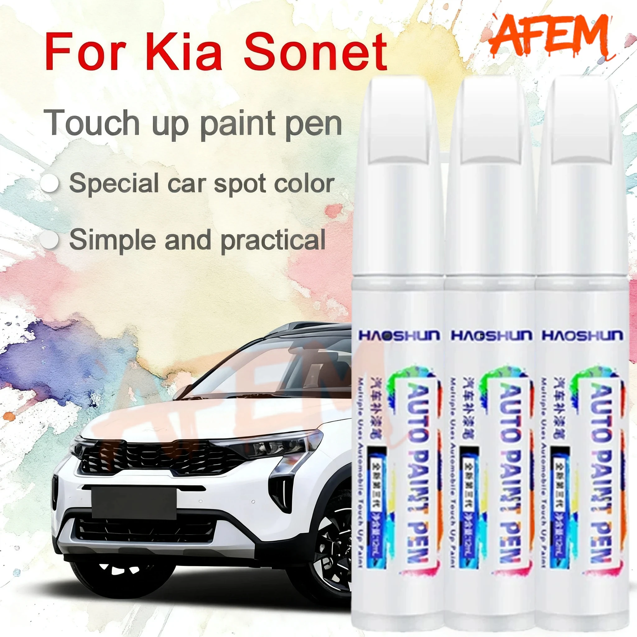 Kia Sonet用タッチアップペイント傷除去補修ペイントカーペイント保護クリアコートペンオーロラブラックエランレッド
