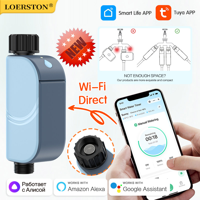 スマート WIFI 庭の水やりタイマー Tuya 自動スプリンクラーリモート点滴灌漑システム屋外水コントローラバルブ Goole Hom