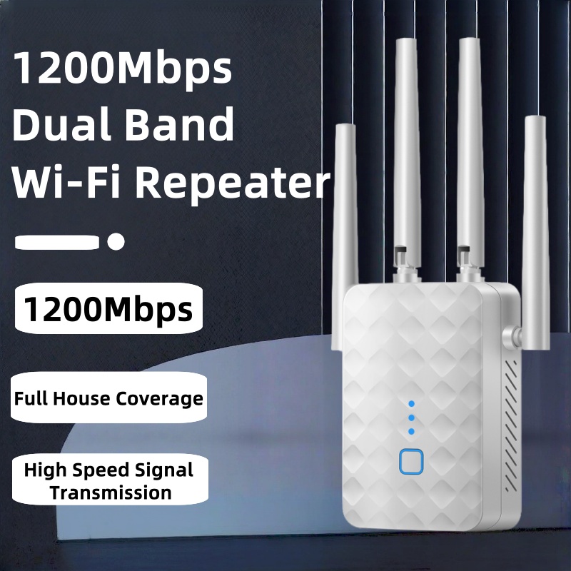 1200Mbps WiFi リピーター ワイヤレス 2.4G/5GHz デュアルバンド Wi-Fi 信号エクステンダー アンプ ルーター 長距離ブースター 高速バンド