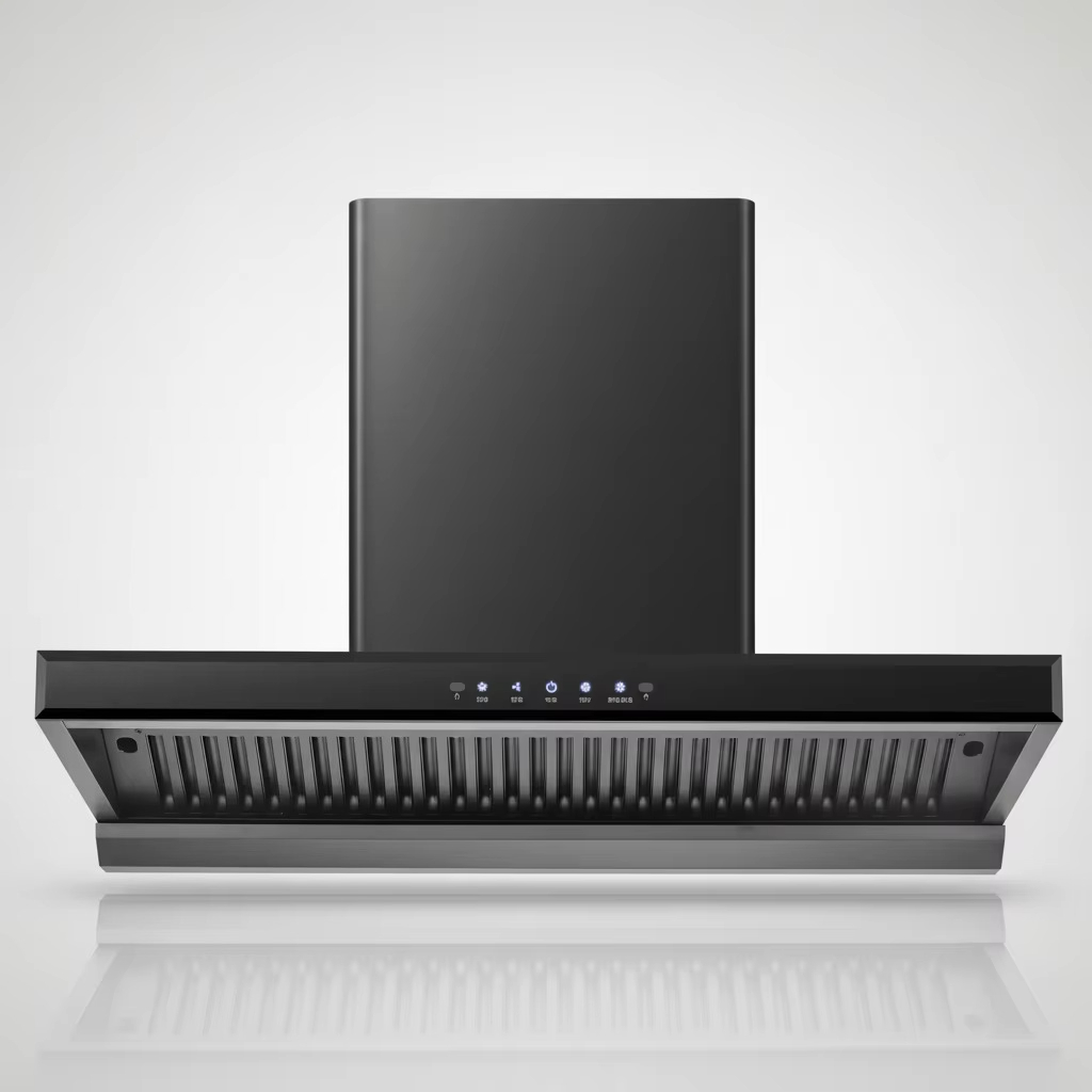 ブラックステンレス鋼 T 型壁掛けレンジフードタッチコントロール LED ライトクラスのエネルギー効率