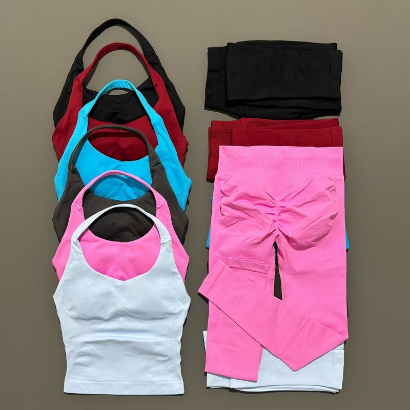 2 個スポーツウェア女性ヨガセットジム服スポーツウェアヨガスーツフィットネスセットジャージスポーツトップジムレギンスセット