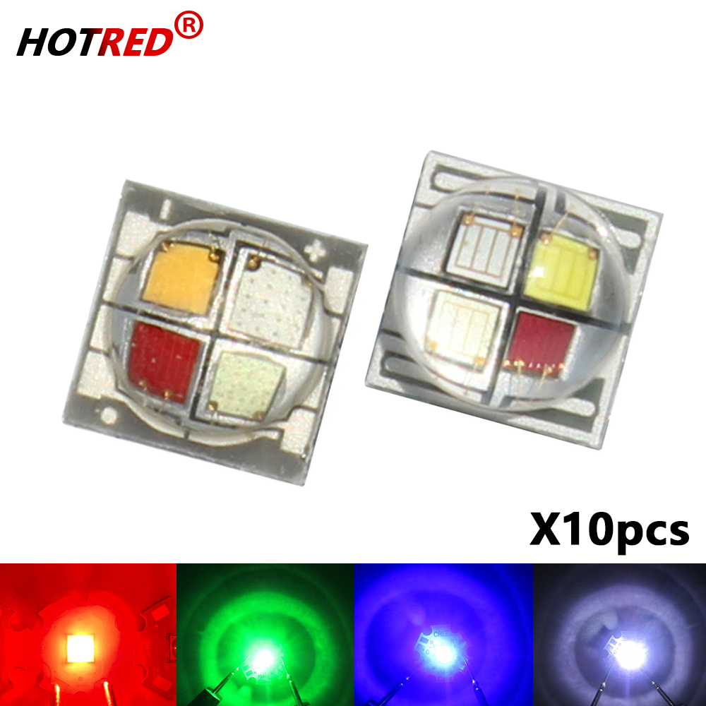 10-100 個 LED RGBW 5050 チップ SMD RGBWW 10 ワット 12 ワット 4 チップダイオードビーズステージ懐中電灯車自転車ランプヘッドライトセラミック基板