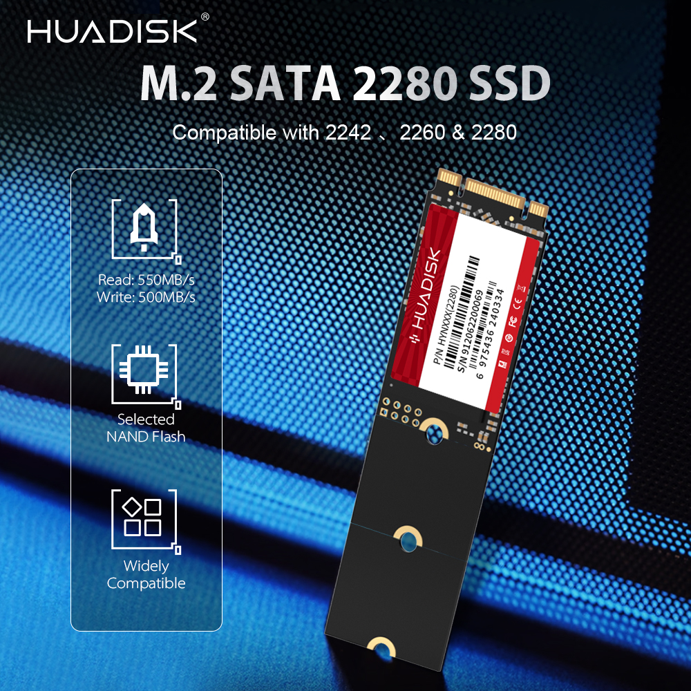 HUADISK M.2 SATA SSD 2280 2260 2242 NGFF ステートドライブ 128 ギガバイト 256 ギガバイト 512 ギガバイト 1 テラバイト SATA3 内蔵ハードディスクデスクトップラップトップノートブック