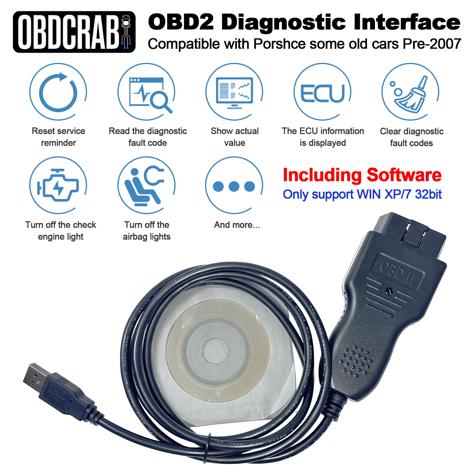 OBD2 診断インターフェイスはポルシェ PIWIS 911、ボクスター、カイエン、ケイマン 2007 年以前の Durametric V3.0.15.0 OBDII 診断ツールで動作します。