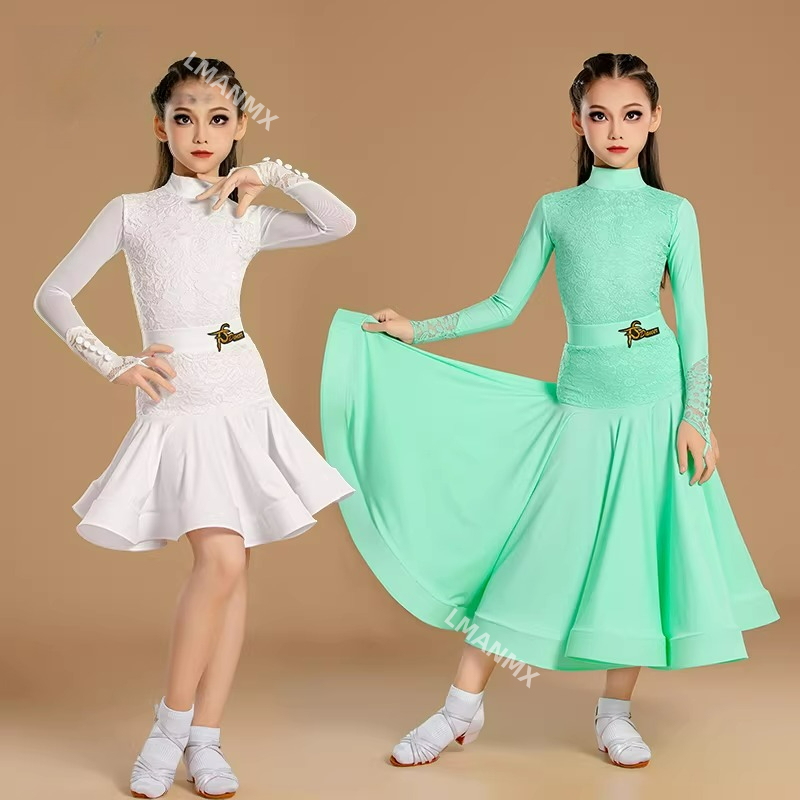 ハイエンドの夏のモダンラテンダンススリーピースナイロン新しい子供用競技用および練習用衣装