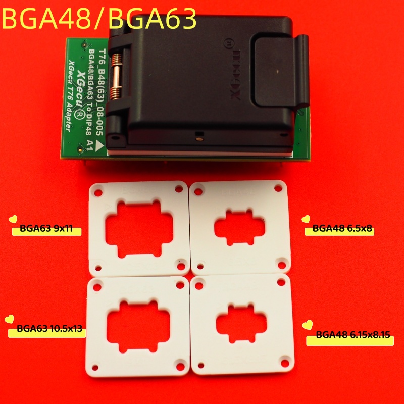 100% オリジナル XGecu T76 アダプター B48(63) 08-005 新しいデュアルヘッドプローブホルダー、 3-IN-1 BGA48/BGA63/BGA67 to DIP48、T76 プログラマー用