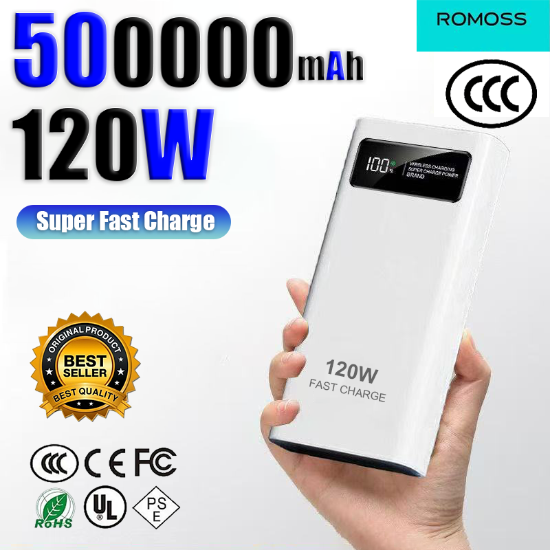 ROMOSS 500000mAh Power Bank Certification CCC 120W Super Fast Charging Power Bank High Capacity Battery 3C For Iphone Xiaomi