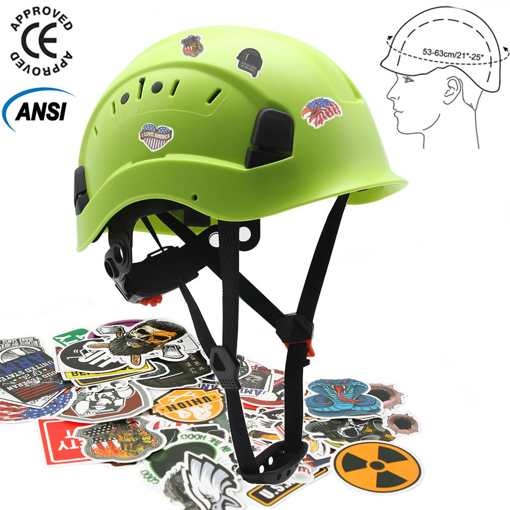 安全ヘルメット 50 枚のステッカー付き ABS 構造ハードハットゴーグル登山乗馬保護ヘルメット作業救助ワークキャップ