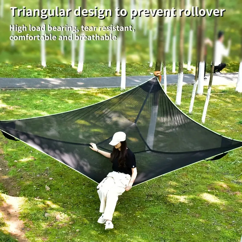 OutdoorTriangle ハンモック ポータブル 転倒防止 キャンプ ピクニック用品 シングル ダブル 肥厚ベッド ドロップ 寮 吊り椅子