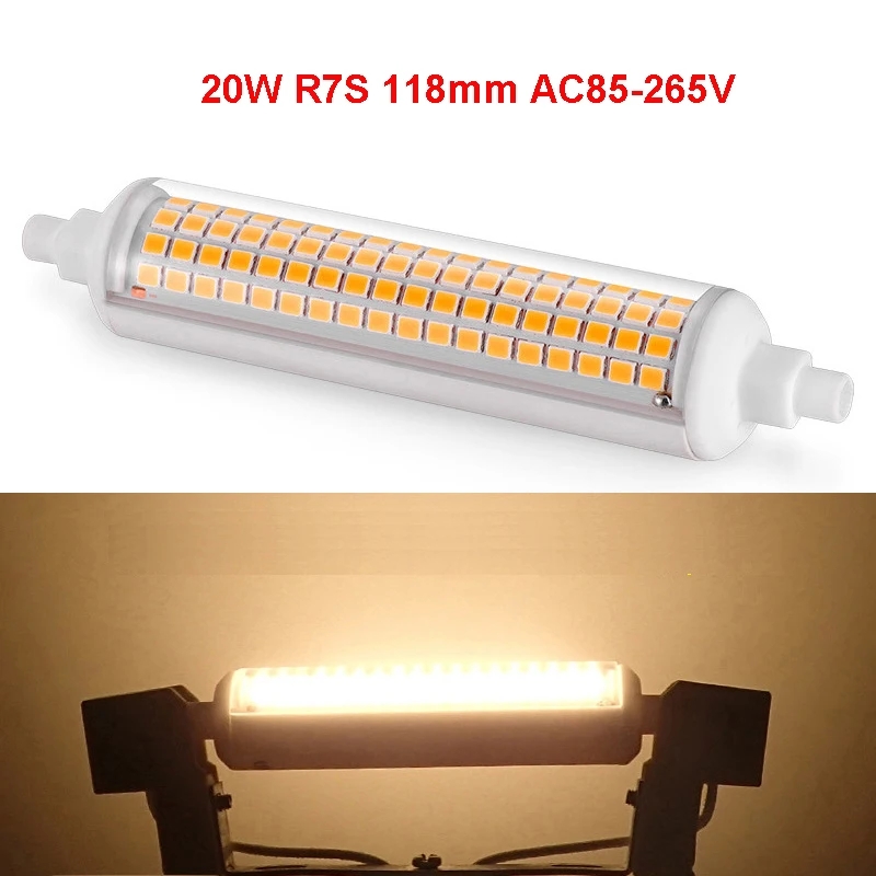 20 ワット R7S LED 電球セラミック R7S LED チューブ 3000K 4000K 6000K 220V 110V 118 ミリメートル交換 200 ワットハロゲンランプ投光器