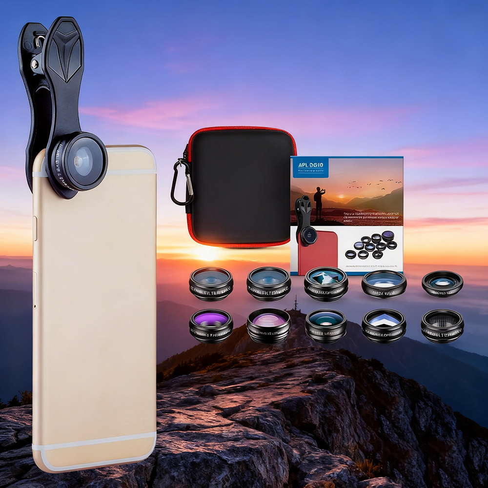 APEXEL 新しい 10 In1 携帯電話カメラレンズキット魚眼レンズ広角マクロレンズ望遠鏡レンズ CPL フィルターフローレンズスマートフォン用