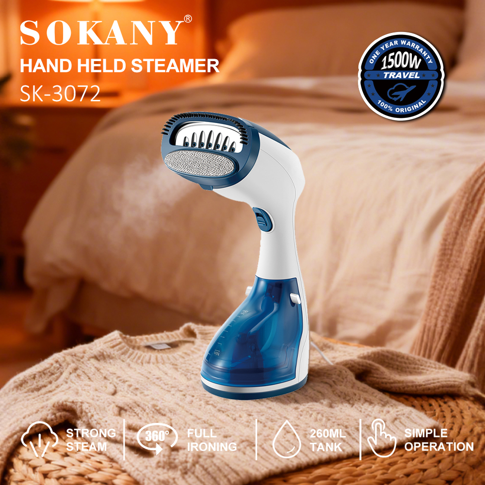 SOKANY1 ポータブルハンドヘルドスチームアイロン、1700W ノンスティックソールプレート衣類スチーマー、すべての生地タイプ用、ドライおよびウェット使用