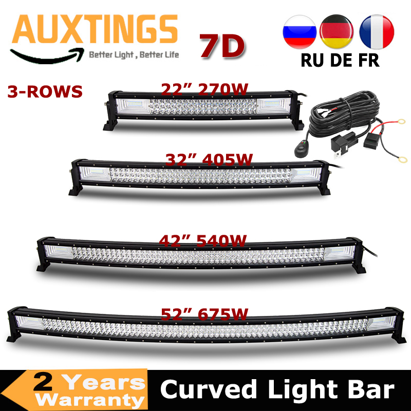 3 列 22 "32" 42 "52" 湾曲 LED ライトバーオフロード Led バーコンボビーム Led ワークライトバー 12v 24v 4x4 4WD SUV ATV 車用