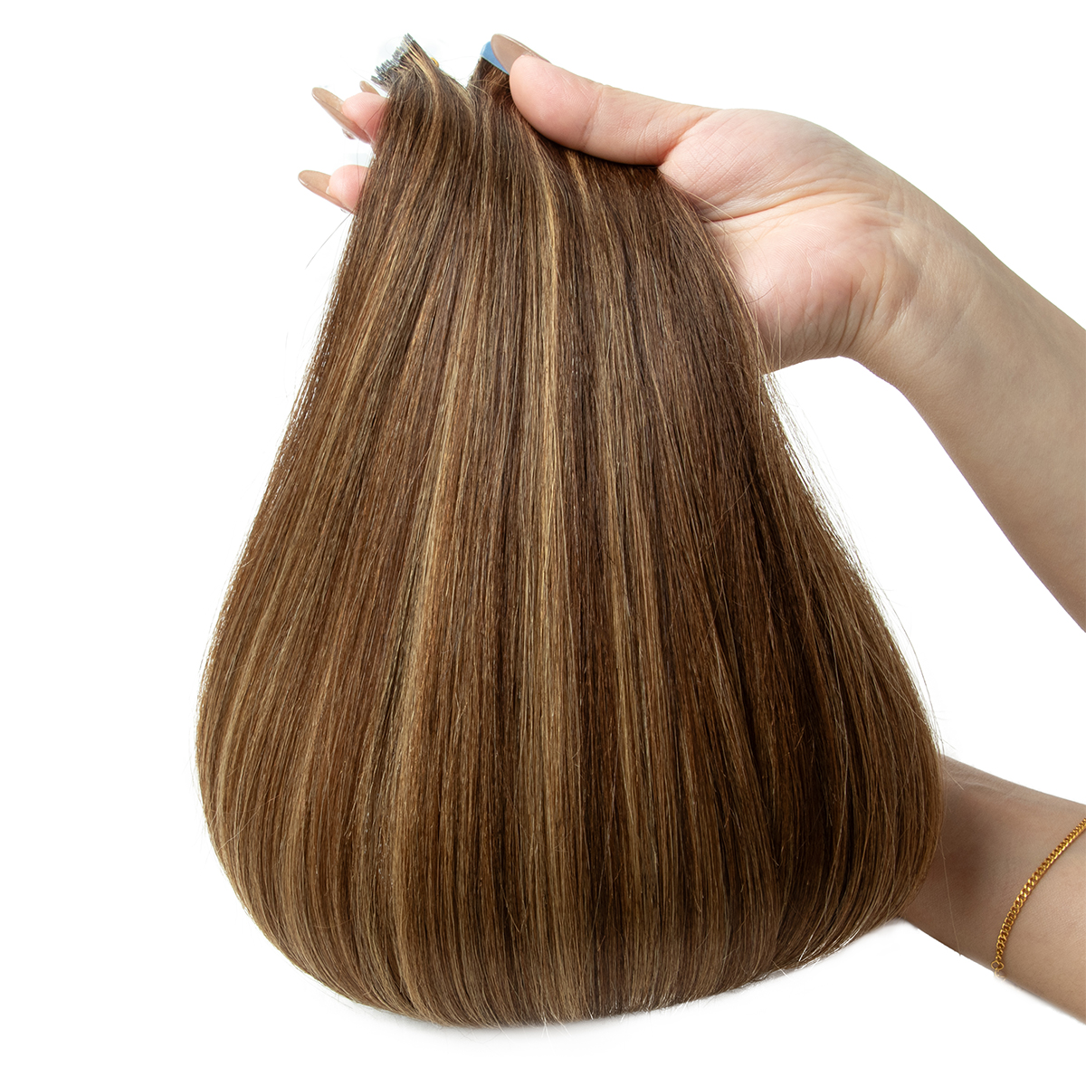 ライト焼きストレートテープヘアエクステンション人毛レミーテープイン 12-24 インチ 20 ピース/パック焼き P4-27 テープオンヘアバンドル