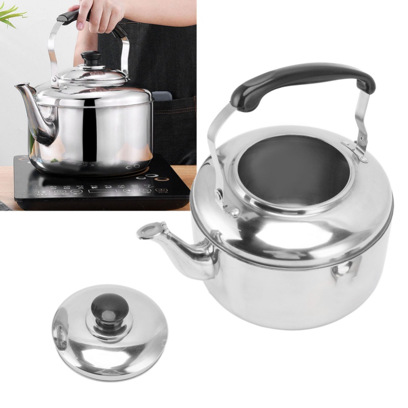 ティーケトル 5.5L 大容量防錆ステンレス鋼の快適なグリップ笛吹ケトルガス炊飯器電磁調理器用