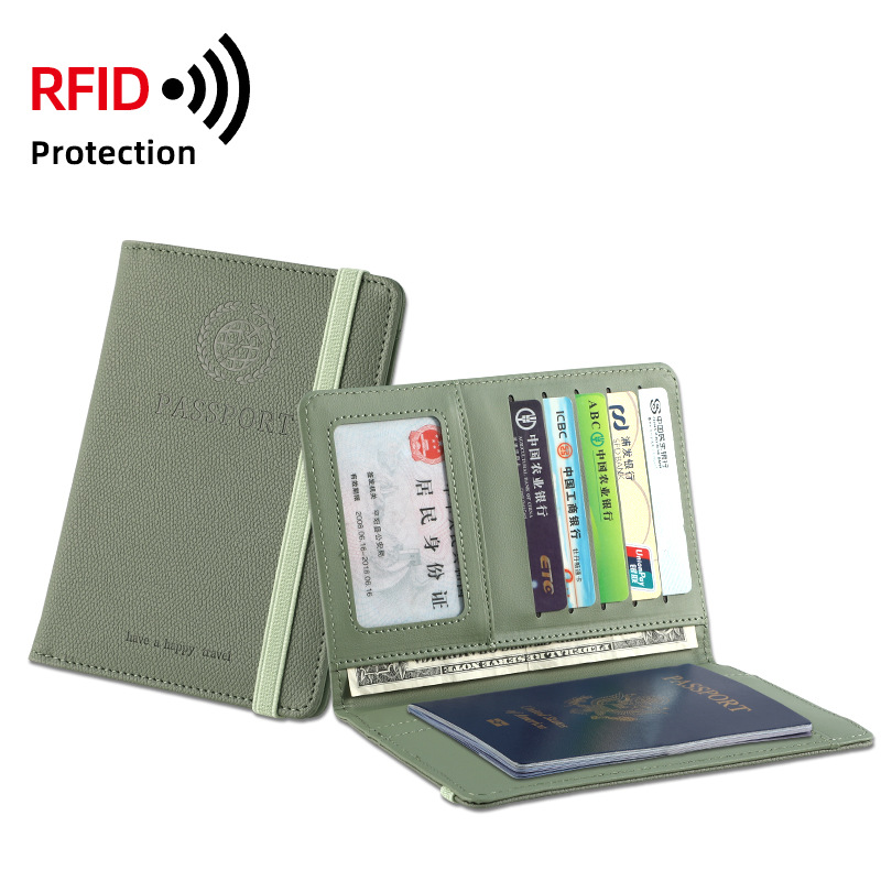 RFID ブロッキングパスポート財布ジッパー防水財布ハンドホルダー盗難防止携帯電話財布トラベルアクセサリー