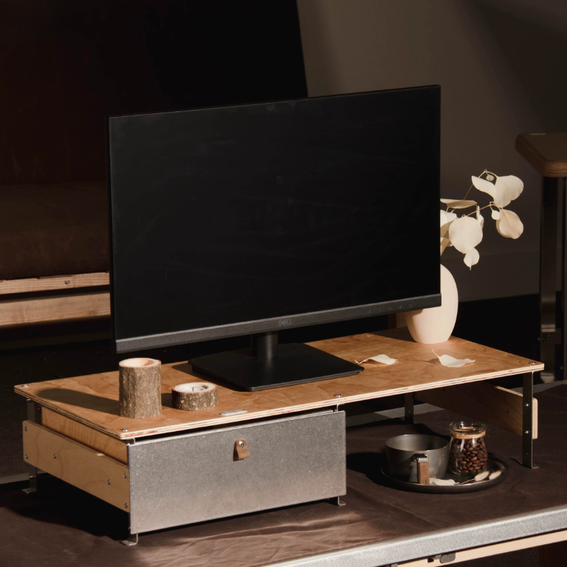 木製モニターライザースタンドラップトップモニター収納高さ増加ブラケットオフィスデスクトップコンピュータホルダーモニターオーガナイザーベース