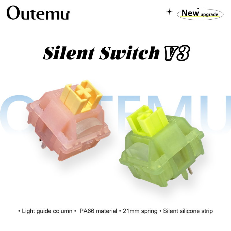 Outemu サイレントピーチ V3 スイッチ潤滑サイレントレモン V3 スイッチメカニカルキーボードリニア触覚 5Pin ホットスワップ PA66 潤滑済み POM