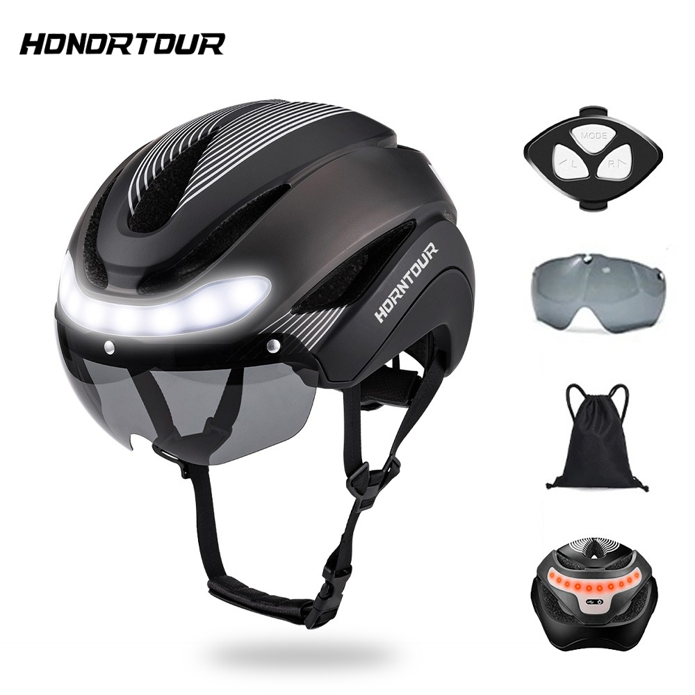 Horntour 新しい自転車ヘルメットロードサイクリング自転車ヘルメット LED 付き男性と女性のアウトドアスポーツ一体成型軽量
