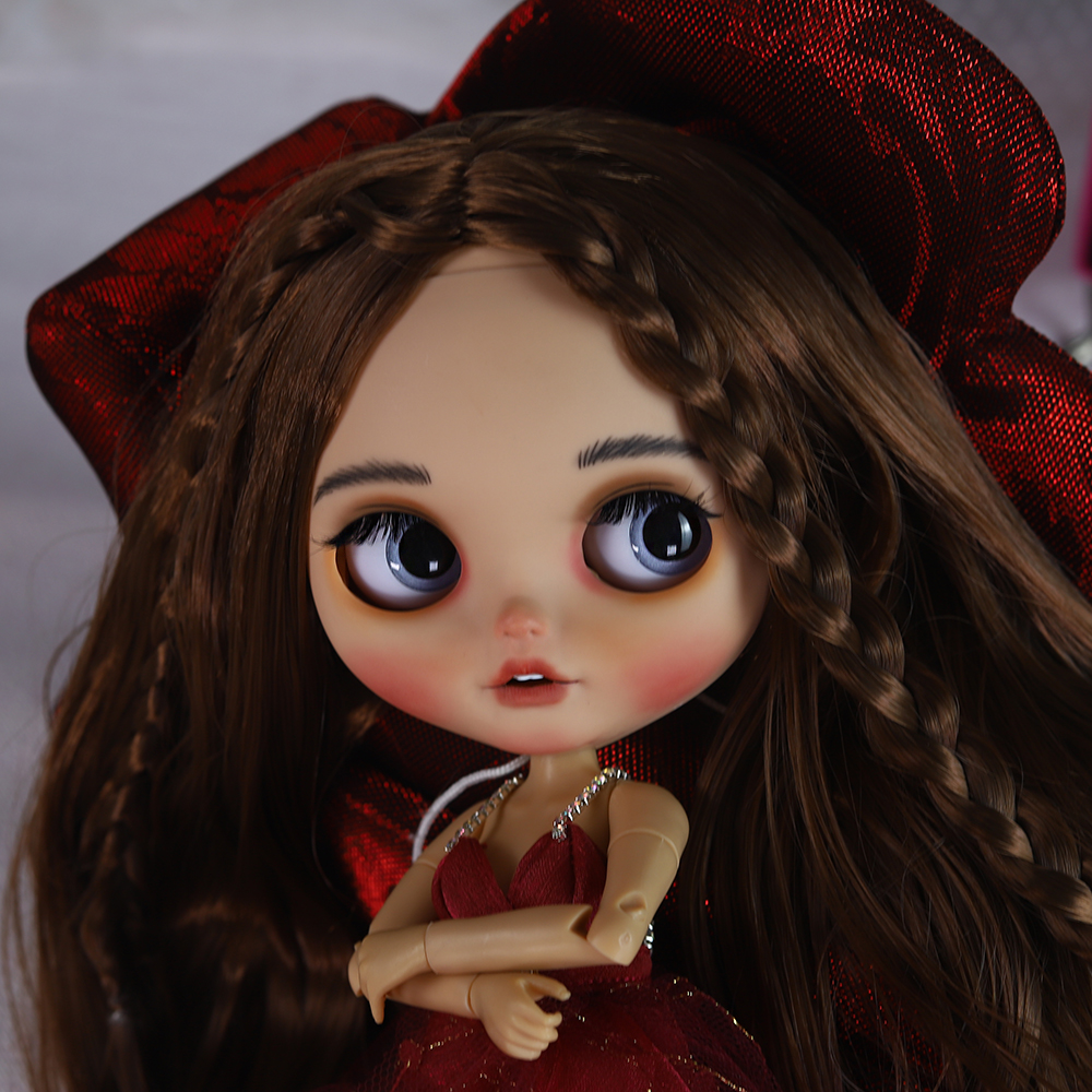 ICY DBS ブライス 1/6 人形 黄褐色の肌 手描きセット 長いまつげ 眠っている目 bjd 人形セット SD