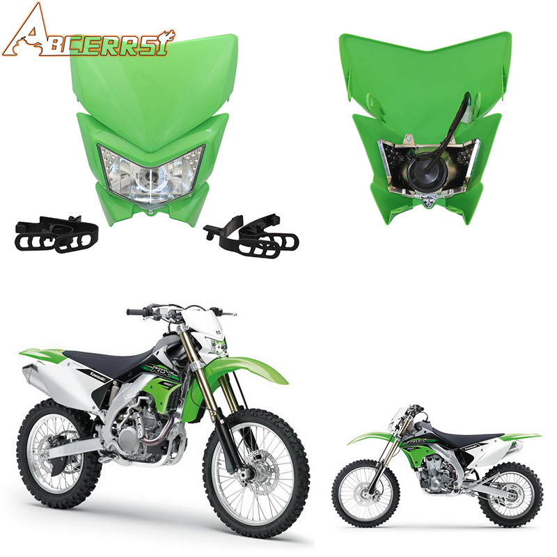 カワサキヘッドライトオートバイのヘッドライト KLX 250 450 KMX 125 KDX ZZR WR KX KLR KLE 110 125 140 300 650 DirtBike ヘッドランプ
