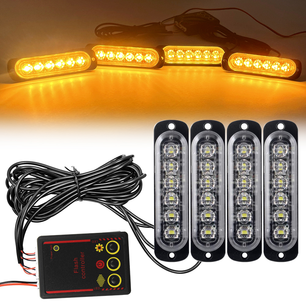 車のフロントグリル照明 12V 24V 警察 LED 緊急ストロボ警告灯消防士フラッシュビーコン黄色白信号ランプ