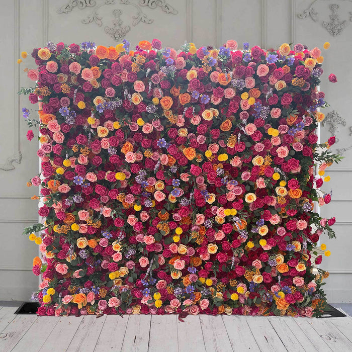 Uflower ロイヤル 3D デラックス版ローズレッドローズイエローアジサイ結婚式の背景混合花壁牡丹生地パーティー装飾