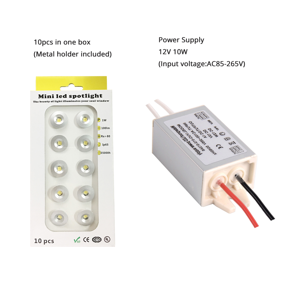 10 個 IP65 1 ワット 12 ボルトミニ LED スポットライト親指スポットライト天井廊下階段ランプキャビネット周囲 DIY 照明