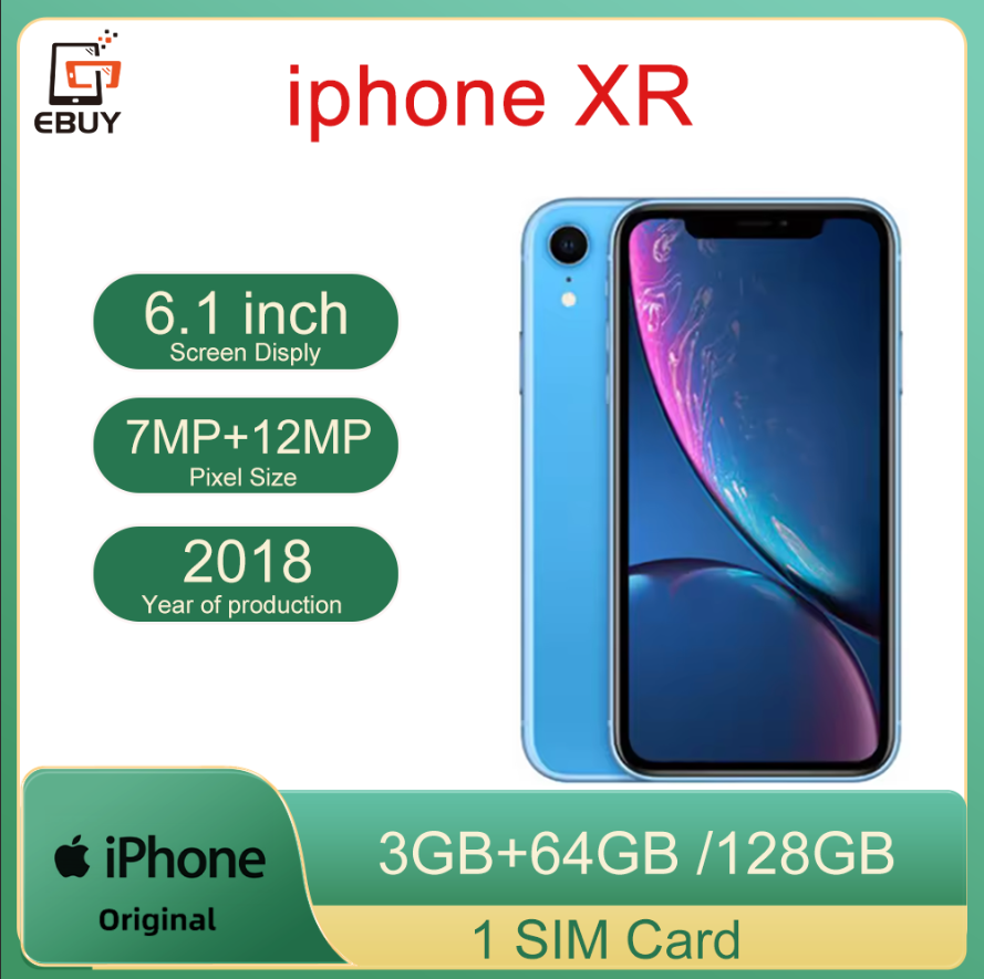 オリジナル iPhone XR 4G LTE 携帯電話 6.1 "ディスプレイ 64GB/128GB ROM 3GB RAM 12MP A12 バイオニック IOS 携帯電話ロック解除