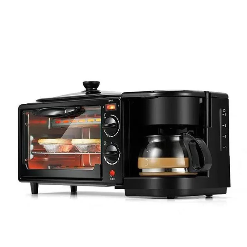 キッチン 3 で 1 朝食製造機ドリップコーヒーメーカー家庭用パンピザフライパントースター電気オーブン