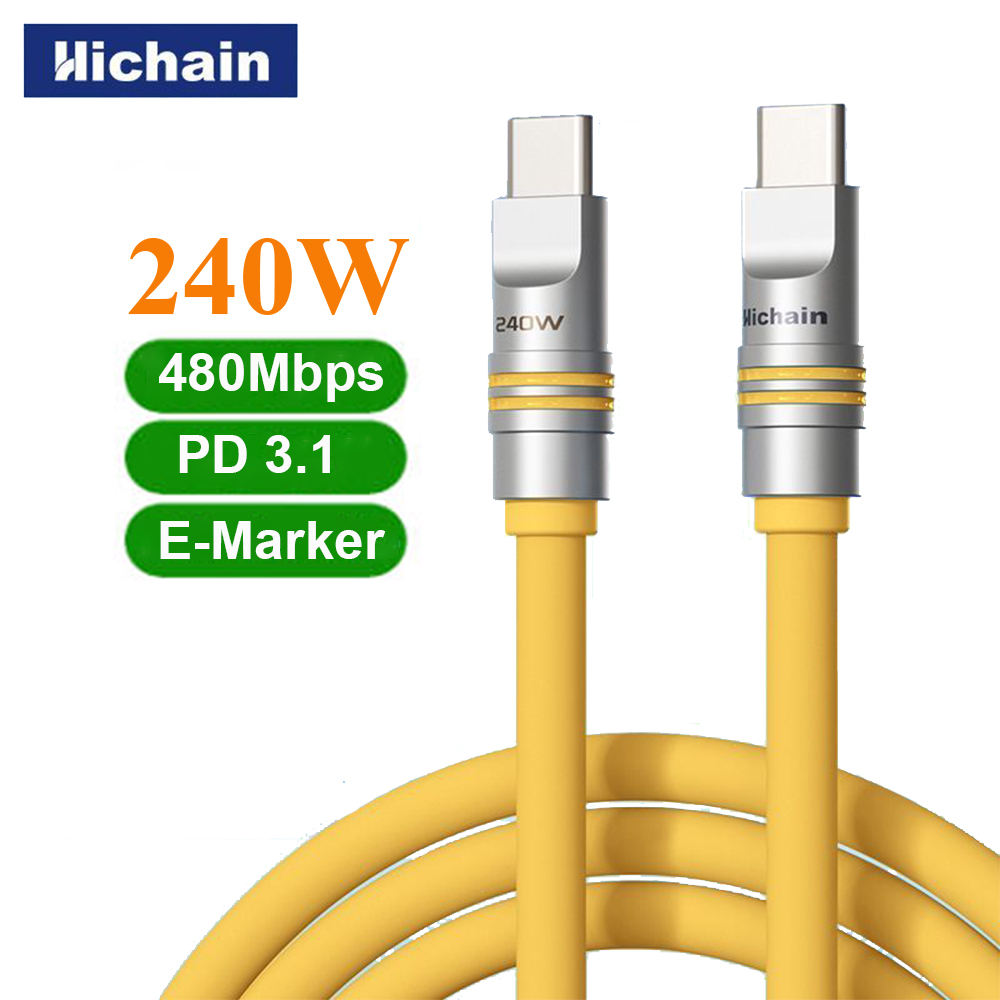 Hichain 240 ワット USB C タイプ C 急速充電ケーブル 1.2 メートル/2 メートル液体シリコーンタイプ C ケーブル iphone サムスン Huawei 社タブレット