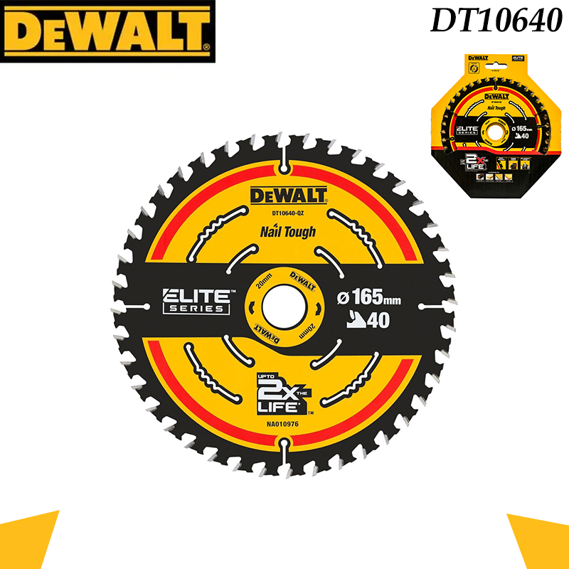 DEWALT DT10640 ELITE Circular Saw Blade, 165mm x 40T TCT Wood Cutting Disc for Cordless Saws