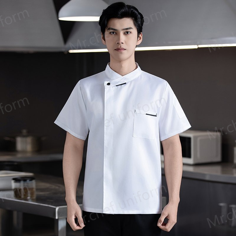 ユニセックスレストランシェフ制服白シェフジャケット夏キッチンホテルベーカリーケータリング作業ホテルウェイター調理服ロゴ