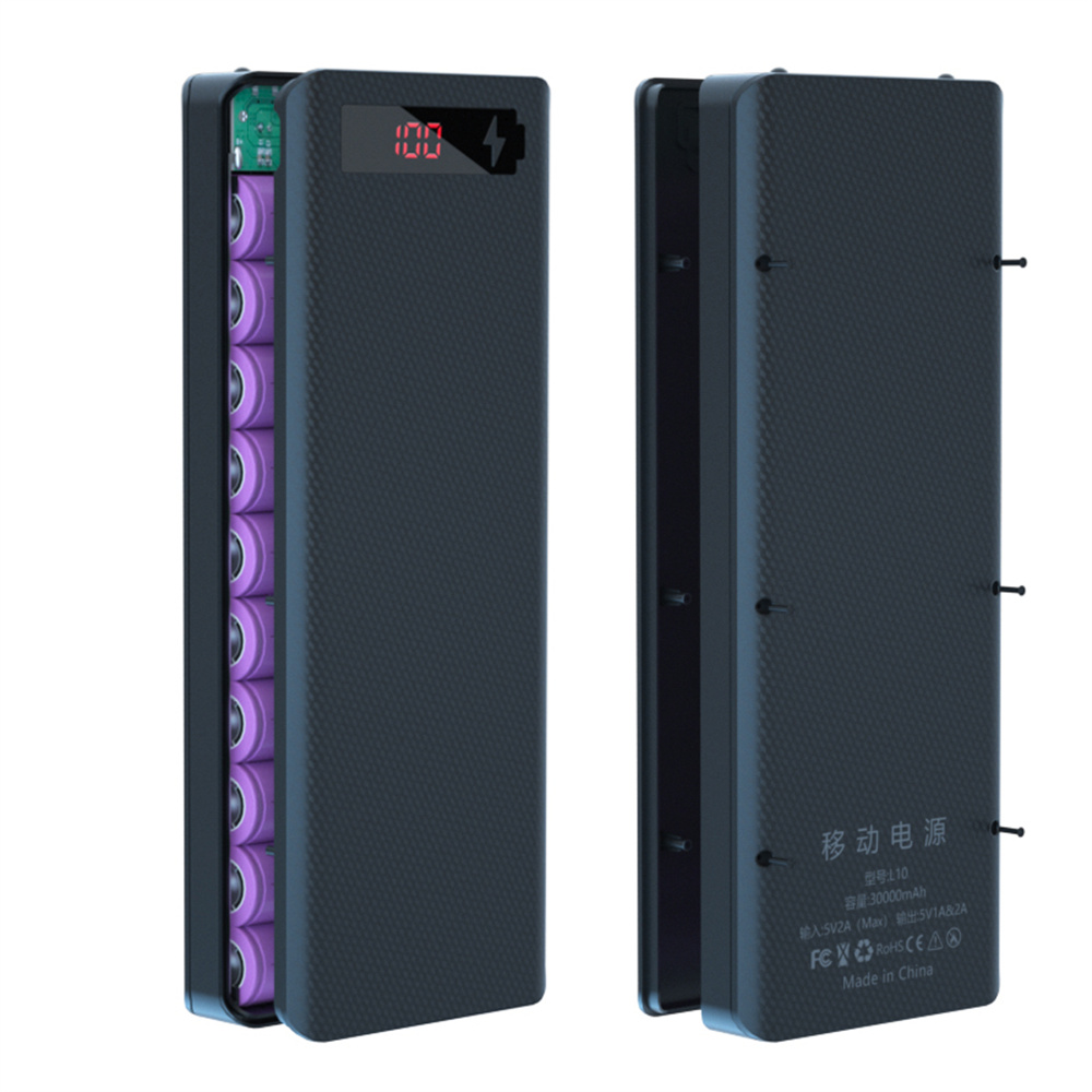 DIY 10x18650 バッテリー電源銀行ポータブル外部ボックス取り外し可能なデュアル USB LCD ディスプレイシェルケース保護なし