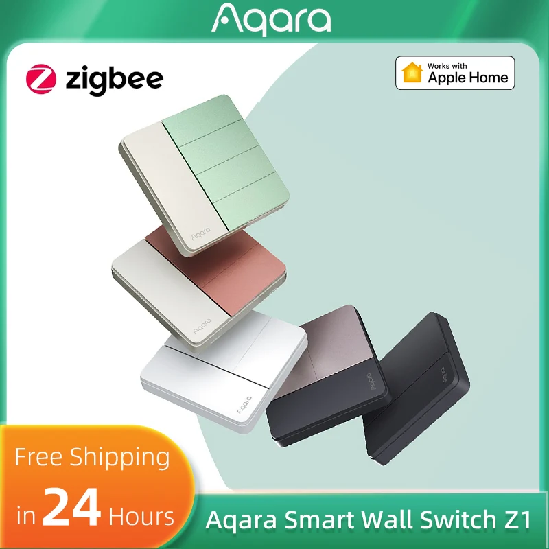 Aqara スマートウォールスイッチ Z1 デュアルコントロール Zigbee 3.0 シングルライブ/ニュートラルワイヤースイッチと互換性あり Apple HomeKit APP で動作