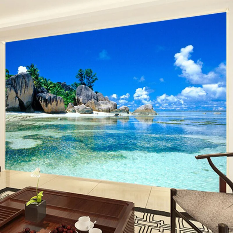 カスタム壁画壁紙 3D 海海ビーチ写真背景不織布壁紙寝室リビングルーム壁画家の装飾