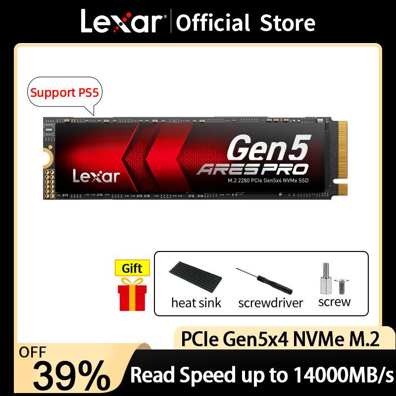 Lexar ARES PRO ソリッド ステート ドライブ PCle5.0×4 NVMe m.2 2280 SSD 1TB 2TB 4TB 読み取り速度最大 14000MB/s PC/ラップトップ/PS5