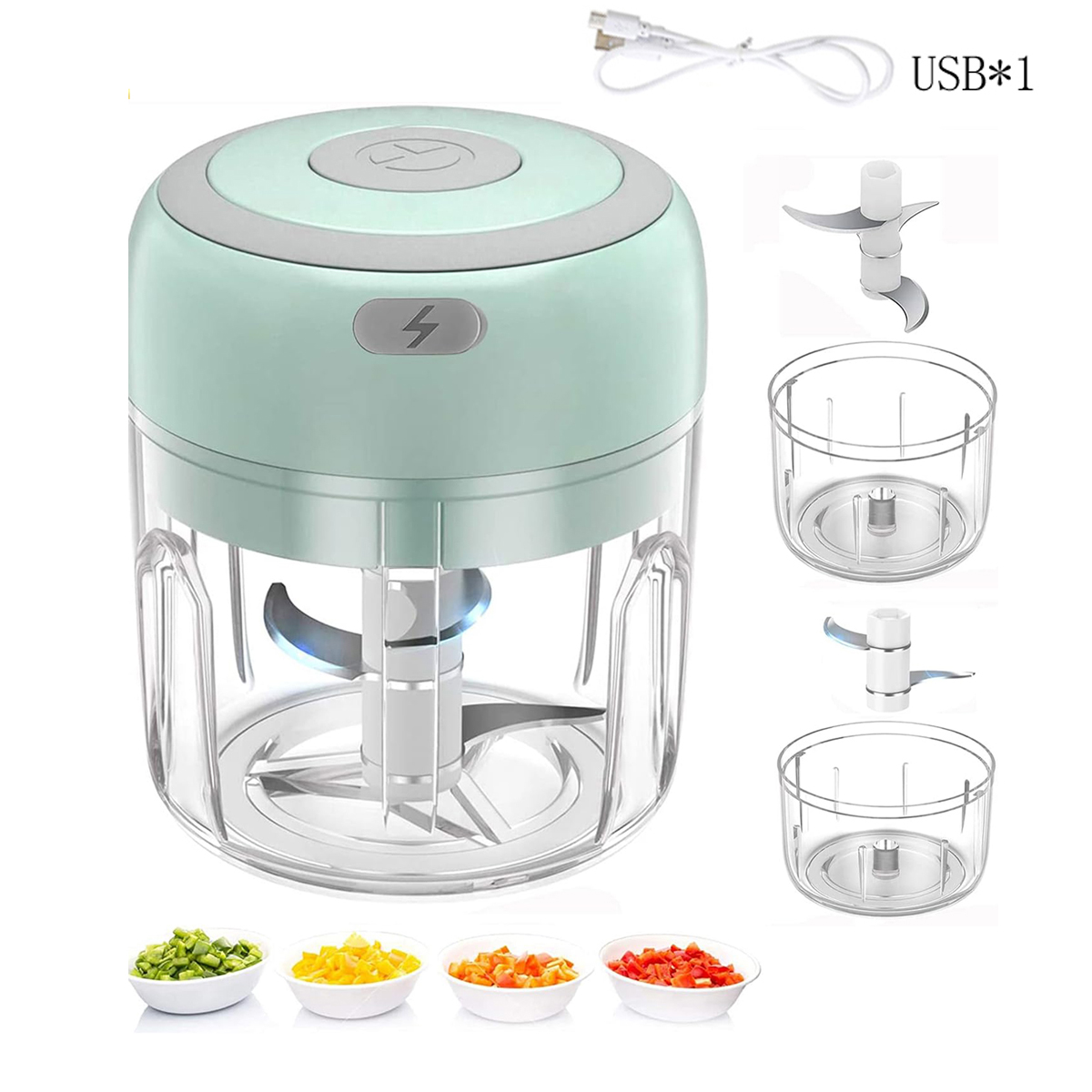 100ml/250ml電動ミニガーリックプレスチョッパー - 強力なリチウム電池付き充電式USBマッシャー、簡単な肉挽き器